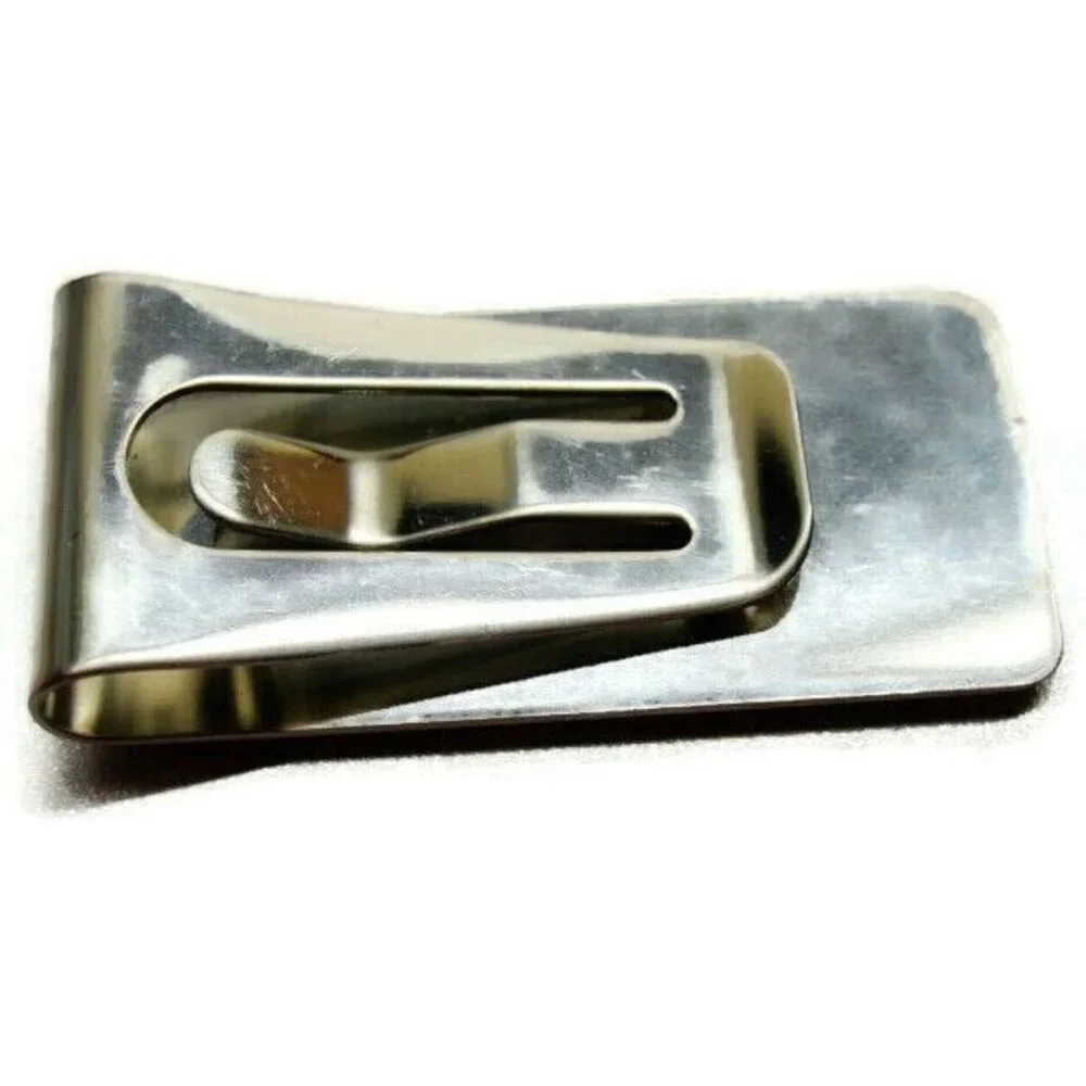 Money Clip Stainless Steel Black Plain Wallet Credit Card Cash ID Holder Silver